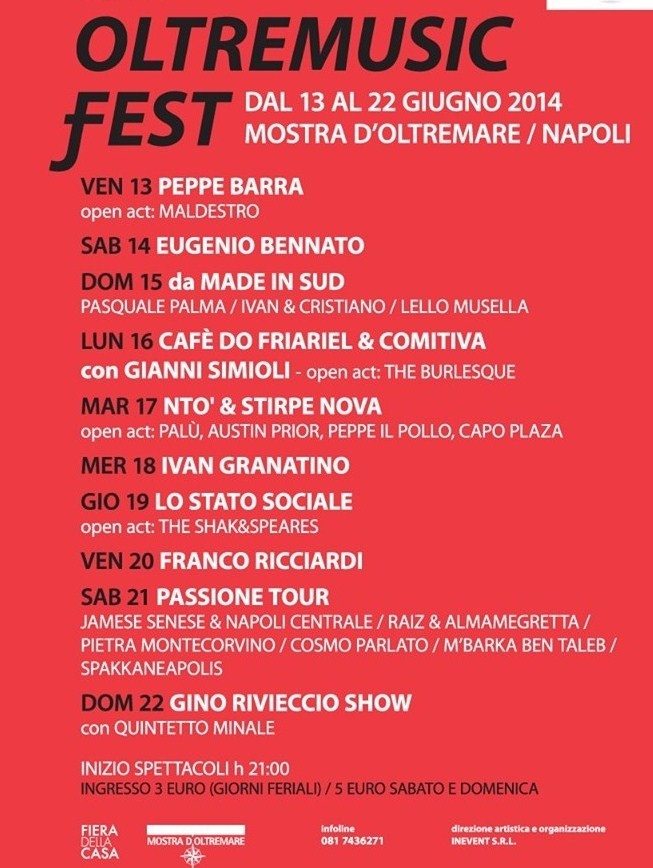 Napoli, OltreMusic Fest: Domenica 22 Gino Rivieccio Show